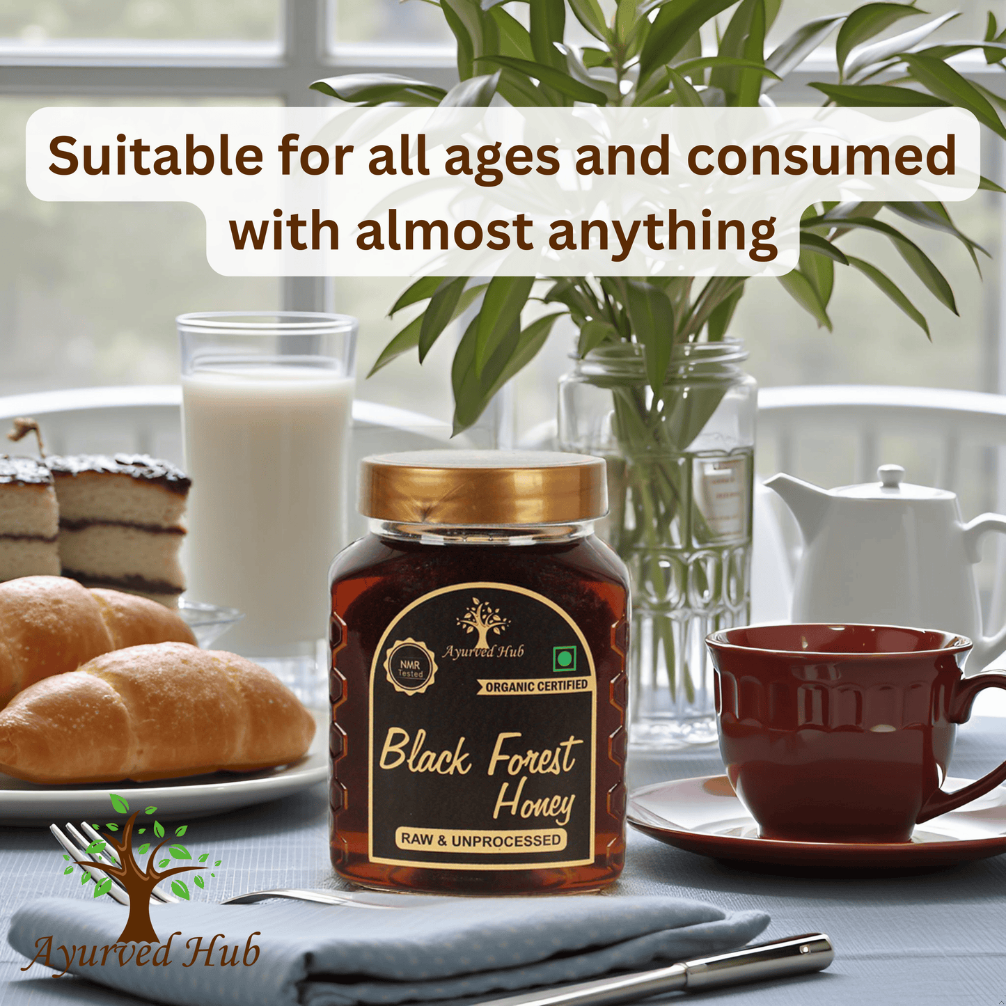 Raw Organic Black Forest Honey 500g | NMR Tested, ISO Certified, Unprocessed, Unpasteurized, Pure & Natural