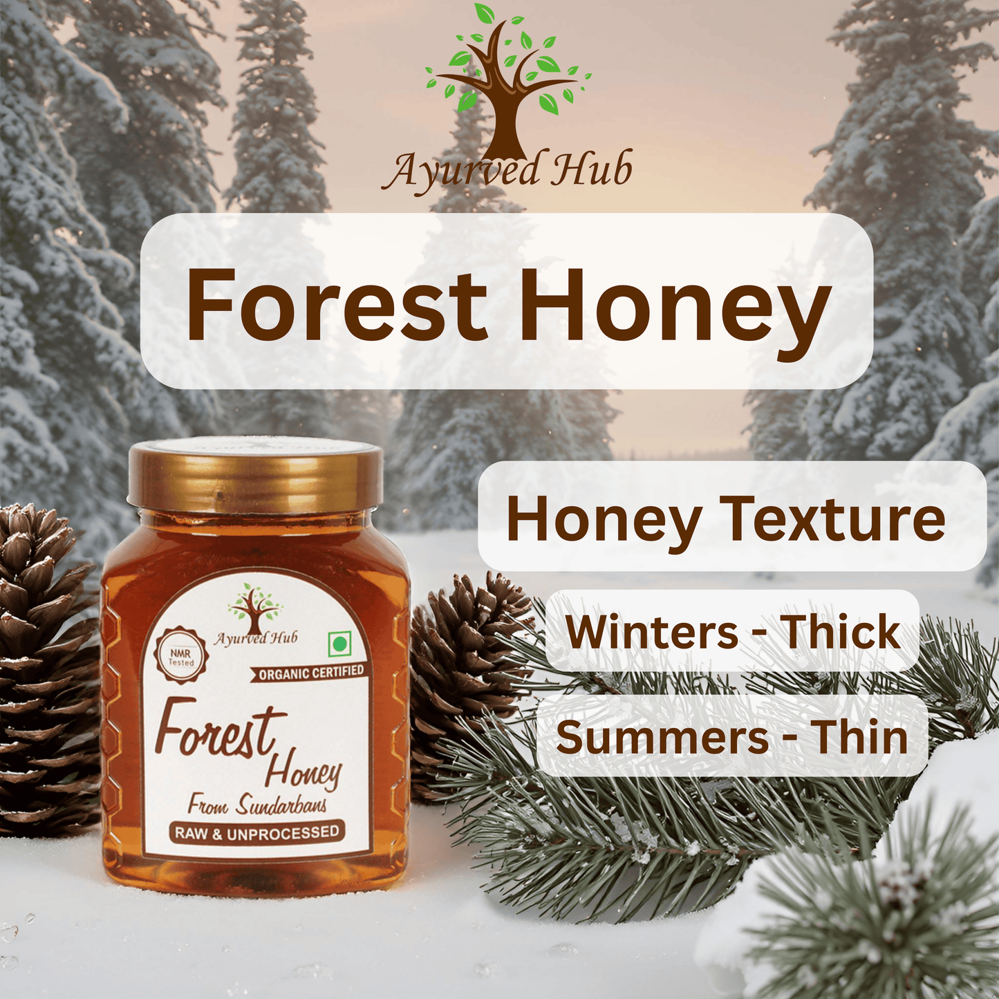 Raw Organic Forest Honey from Sundarbans 500g | NMR Tested, ISO Certified, Unprocessed, Unpasteurized, Pure & Natural